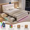 Letto imbottito INONEFT, 160x200 cm, con USB e LED, letto Anteprima dell’immagine prodotto 6
