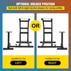 A split image showing two optional positions for a racing shifter mount on a gaming stand. Produktbild-Vorschau