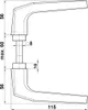 Technical drawing of a door handle with dimensions. Produktbild-Vorschau