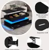 A collage of images showcasing a black lift-top coffee table with LED lighting and storage compartments, along with close-up views of its features. Anteprima dell’immagine prodotto