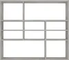 A simple, minimalist image of a grey shelving unit against a white background. Anteprima dell’immagine prodotto