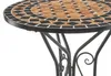 Close-up of a mosaic table top and its metal legs. Podgląd zdjęcia produktu