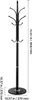 A black coat rack with a round base and multiple hooks, shown against a white background with dimensions indicated. Anteprima dell’immagine prodotto