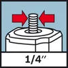 An illustration showing a screw thread with arrows indicating compression and the text '1/4"'. Voir les images du produit