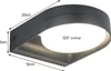 A close-up, angled view of a modern outdoor LED wall light fixture against a white background, with dimensions and a feature indicated. Produktbild-Vorschau