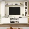 A white TV wall unit with a large black TV screen mounted on it, displayed in a living room setting. Anteprima dell’immagine prodotto