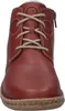 A close-up front view of a red leather boot with beige laces. Produktbild-Vorschau