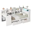 A white bed with integrated shelving, desk, and drawers, displayed against a white background. Anteprima dell’immagine prodotto