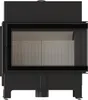 A black fireplace insert with a glass door. Produktbild-Vorschau