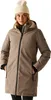 A woman wearing a winter jacket and hat, posing for a product shot. Produktbild-Vorschau