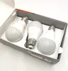 Three LED light bulbs are arranged in a gray cardboard box with white inserts. Produktbild-Vorschau