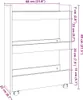 A line drawing of a narrow storage cart with dimensions indicated. Náhled obrázku produktu