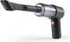 A black and orange handheld vacuum cleaner with a brush attachment is shown against a white background. Produktbild-Vorschau