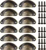12 Schalengriffe inkl. Schrauben 82x35mm antik bronze Produktbild-Vorschau