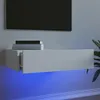 A white floating TV cabinet with LED lighting underneath, mounted on a light gray wall. Náhľad obrázku produktu