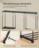 Instructional image showing how to assemble a shelving unit, with close-ups of connection points and text tips. Produktbild-Vorschau