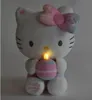 A plush Hello Kitty toy holding a birthday cake with a lit candle. Anteprima dell’immagine prodotto