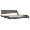Möbel Bett mit Matratze Grau 200x200 cm Kunstleder - Produktbild-Vorschau 4