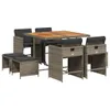 The Living Store 9-tlg. Garten-Essgruppe mit Kissen Grau Produktbild-Vorschau 3
