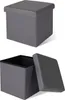 A gray storage ottoman is shown in two views: closed and open. Produktbild-Vorschau