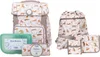 A collection of school supplies including a backpack, pencil case, and lunchbox, all featuring a leopard print pattern. Náhled obrázku produktu