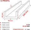 ALUMINIUM U-PROFIL 40x40x40x2 mm 50 cm ALUMINIUM PA38 + Produktbild-Vorschau 2