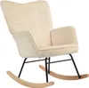 A beige corduroy rocking chair with wooden rockers and a black metal frame, shown against a white background. Produktbild-Vorschau