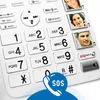 A close-up view of a white corded phone with large buttons and photo speed dial slots. Anteprima dell’immagine prodotto