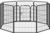 A black metal pet playpen with a door, shown from the front. Náhled obrázku produktu
