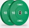 Two green weight plates with a silver center hole are shown against a white background. Produktbild-Vorschau