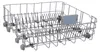 A dishwasher basket with plastic grey wheels and a light blue insert. Produktbild-Vorschau