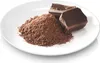 A white plate with cocoa powder and two pieces of dark chocolate. Anteprima dell’immagine prodotto
