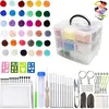 A collage of a felting craft kit, showing various components and colors. Produktbild-Vorschau