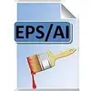 A graphic representing file types EPS/AI with a paintbrush and red paint. Produktbild-Vorschau