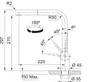 A technical drawing of a faucet with dimensions and angles indicated. Náhľad obrázku produktu
