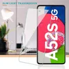 A screen protector is shown on a smartphone, with a desk and lamp in the background. Produktbild-Vorschau