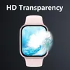 A smartwatch with a screen displaying a wave, with a protective film partially covering the screen. Produktbild-Vorschau