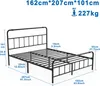 A diagram of a metal bed frame with dimensions indicated by text and arrows. Produktbild-Vorschau