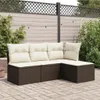 "im Angebot" Gartenhocker mit Kissen Braun 55x55x37 cm Poly Produktbild-Vorschau 3