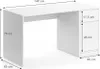 A white desk with dimensions indicated by measurement lines and text. Náhľad obrázku produktu