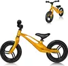 A yellow balance bike is shown against a white background. A smaller, similar bike is visible in the upper right corner. Produktbild-Vorschau