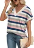 ASKSA T-shirt col V Femme Manches courtes Chemisier Élégant Voir les images du produit 4