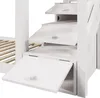 A close-up view of the white stairs of a bunk bed, showing the open drawers and wooden slats of the bed frame. Náhled obrázku produktu