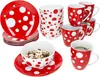 Pula rosso Set da colazione 18 pezzi Piatto in porcellana Anteprima dell’immagine prodotto 1