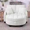 Rozkładana sofa 2 w 1 w kolorze beżowym z pufą z schowkiem, Podgląd zdjęcia produktu 10