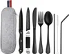 Camping Besteck, 9 Stück Edelstahl Reisebesteck mit Etui, Produktbild-Vorschau 1