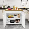 A kitchen cart with various items on its shelves and countertop, set in a kitchen environment. Voir les images du produit
