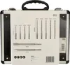 The back of a silver and black carrying case for a Bosch drill bit and chisel set. Podgląd zdjęcia produktu