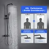 JOHO Regendusche doucheset met thermostaat, mat zwart (XXL Productafbeelding-voorbeeld 2