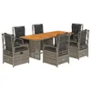 vidaXL 7-tlg. Garten-Essgruppe mit Kissen Grau Poly Rattan Produktbild-Vorschau 1